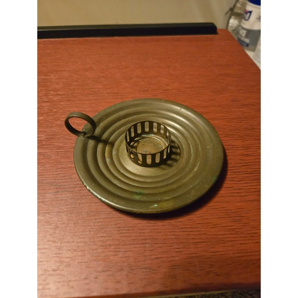 Vintage Dart Craftsman Corp NY Brass Chamberstick Candle Holder Saucer
